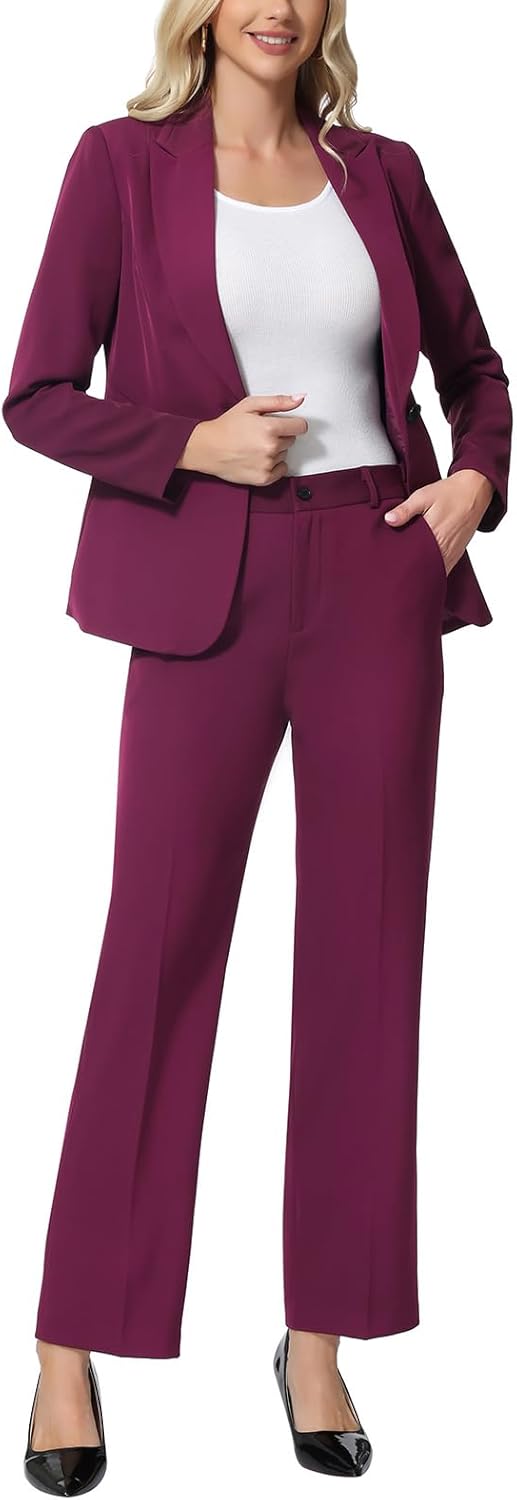 Women Suits 2 Piece Blazer Pants Set Peak Lapel One Button Business Outfits for Work Professional