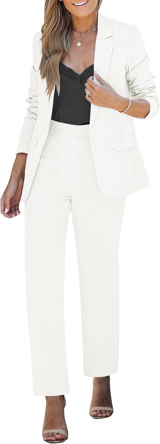 Women Two Piece Sets Pants Suits Dressy Business Casual Outfits Professional Blazer Pantsuits Set Wor Office