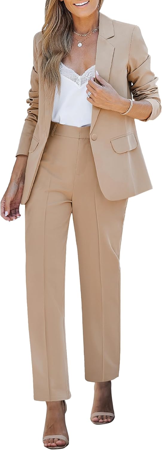 Women Two Piece Sets Pants Suits Dressy Business Casual Outfits Professional Blazer Pantsuits Set Wor Office