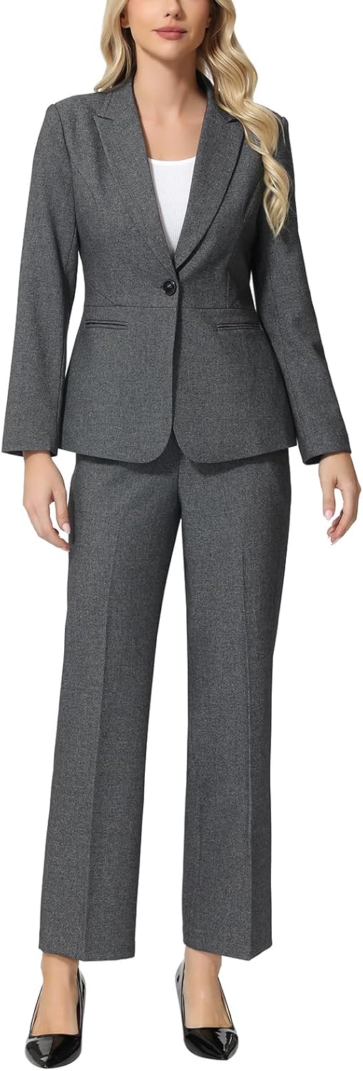 Women Suits 2 Piece Blazer Pants Set Peak Lapel One Button Business Outfits for Work Professional