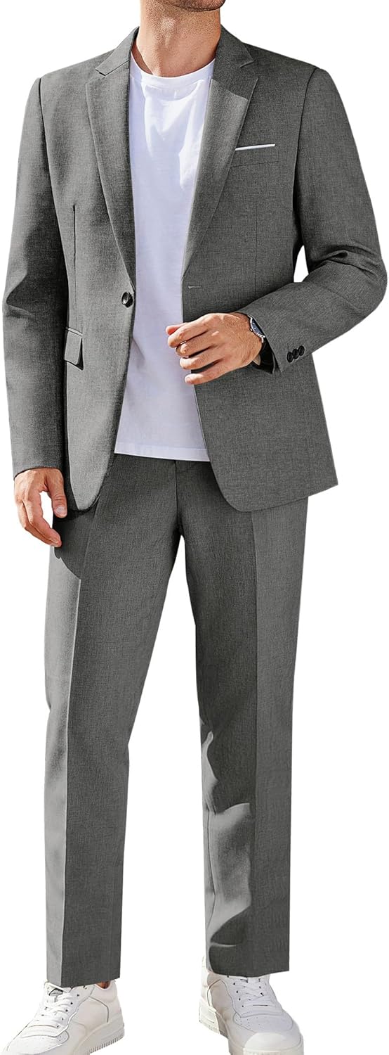 Men Suits Classic Fit 2 Piece Suit Set One Button Casual Blazer Wedding Bussiness Suit Separates